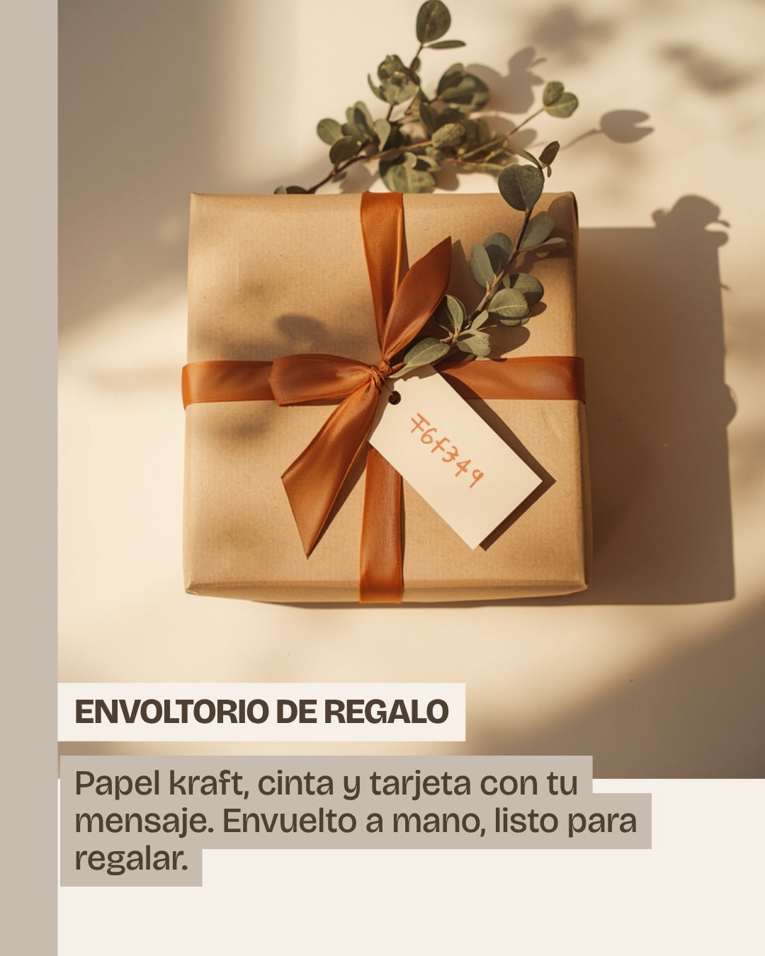 Envoltorio de regalo AMI HOME: papel kraft, cinta y tarjeta con tu mensaje