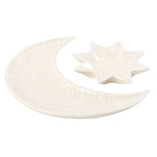 Set 2 Bandejas Luna Creciente y Estrella - Organizador Joyas Cerámica Celestial