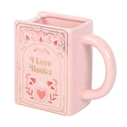 Taza en Forma de Libro "I Love Books" Rosa - Taza Cerámica 450ml Book Lovers