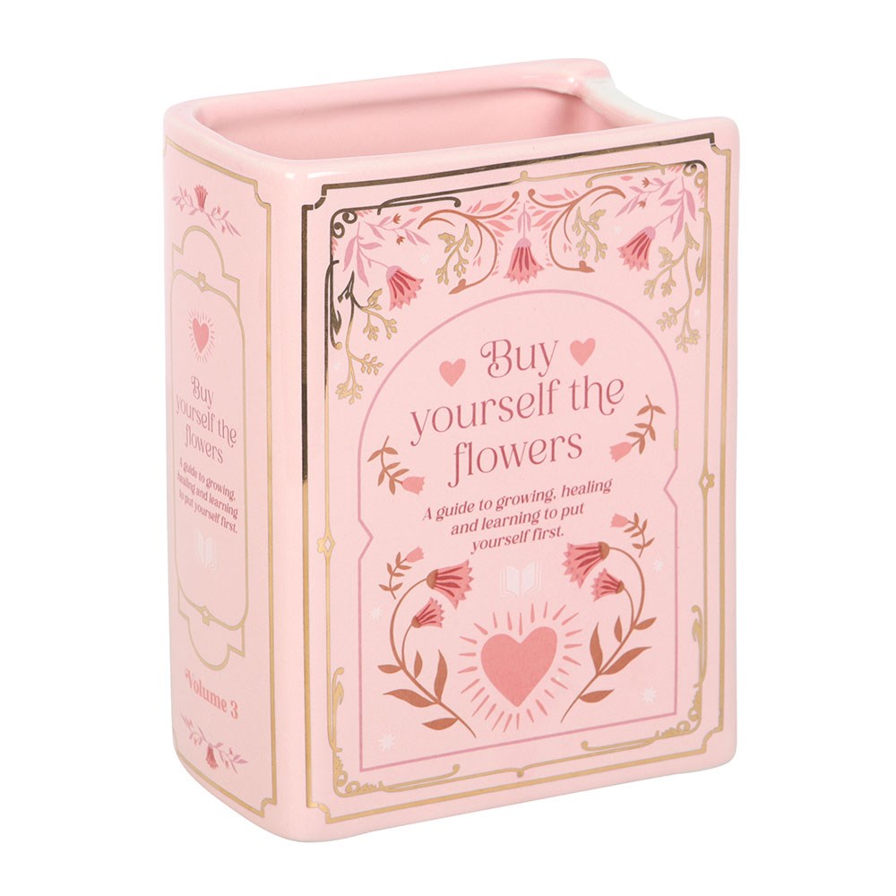 Jarrón en Forma de Libro Rosa - Florero Cerámico Decorativo 600ml Book Lovers