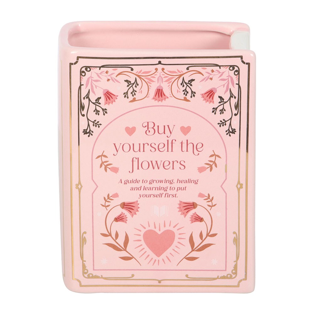Jarrón en Forma de Libro Rosa - Florero Cerámico Decorativo 600ml Book Lovers