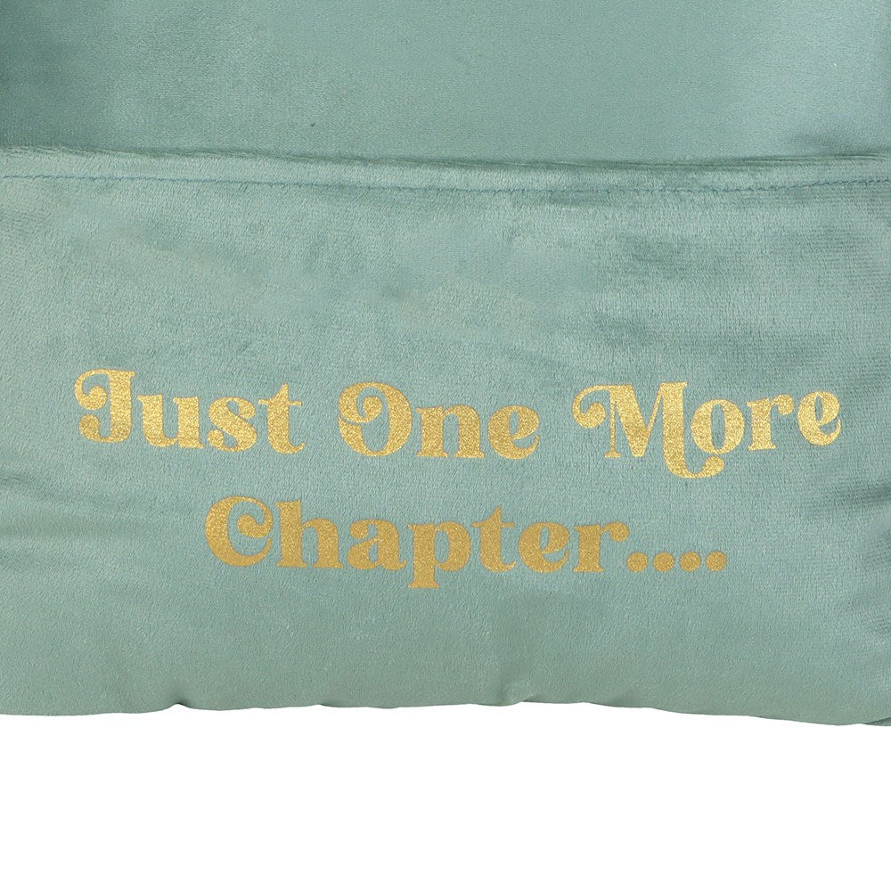 Cojín "Just One More Chapter" con Bolsillo para Libros - Verde Pálido 100% Poliéster