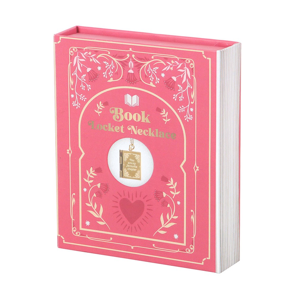 Collar Medallón en Forma de Libro Dorado - Joya Literaria con Caja de Regalo