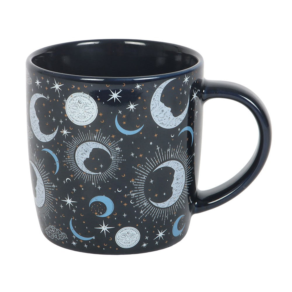 Taza Luna Azul 500ml - Taza Grande Fases Lunares Cerámica