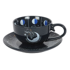 Taza Té y Platillo Lectura Hojas Fases Lunares - Set 500ml con Guía Blue Moon