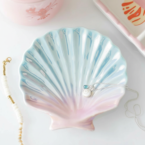 Bandeja Joyero Concha Iridiscente Pastel - Organizador Joyas Sirena High Tide