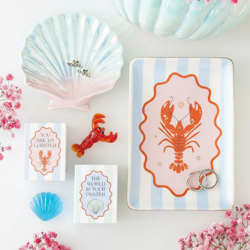 Bandeja Joyero Concha Iridiscente Pastel - Organizador Joyas Sirena High Tide