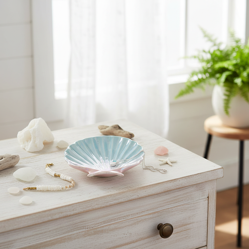 Bandeja Joyero Concha Iridiscente Pastel - Organizador Joyas Sirena High Tide