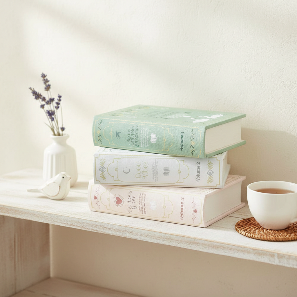 Caja Decorativa Libro Blanco con Detalles Dorados - Organizador Elegante