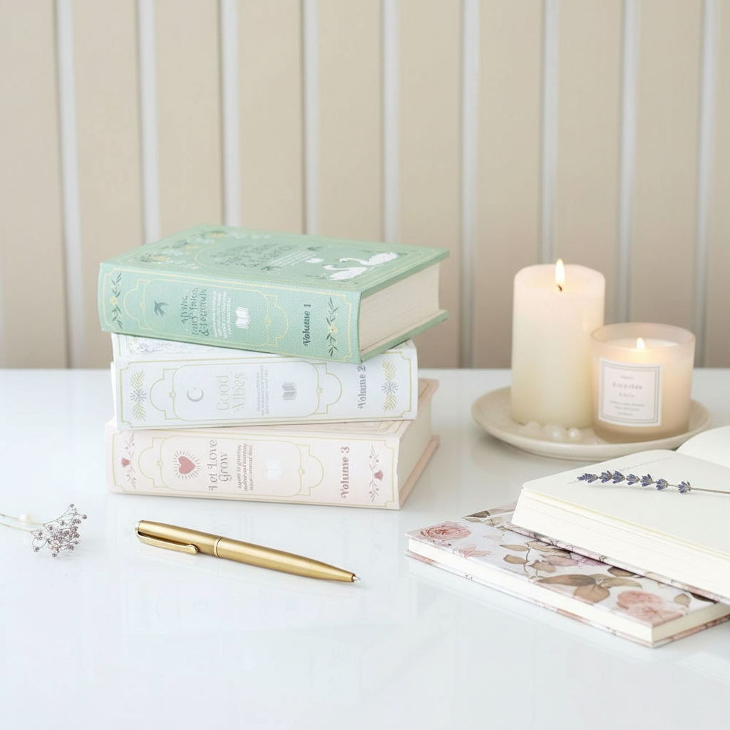 Caja Decorativa Libro Blanco con Detalles Dorados - Organizador Elegante