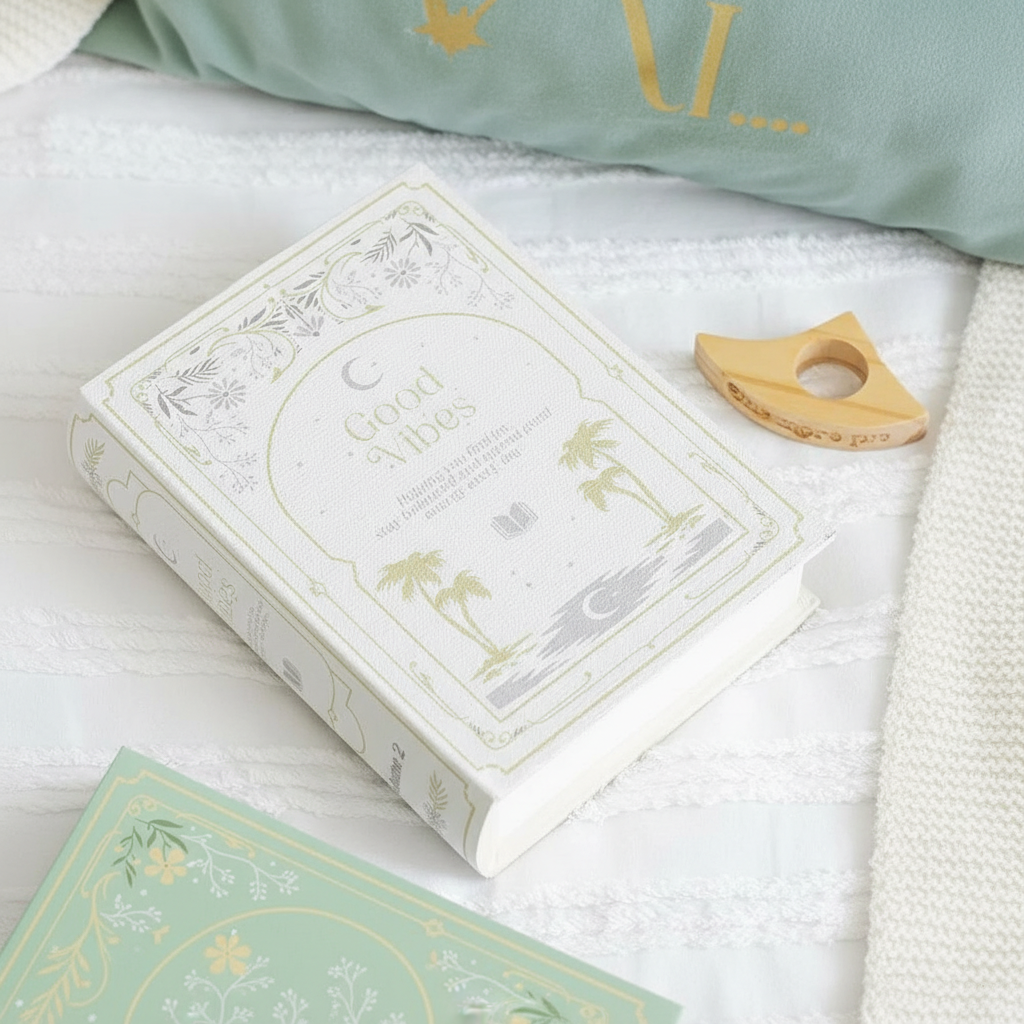 Caja Decorativa Libro Blanco con Detalles Dorados - Organizador Elegante