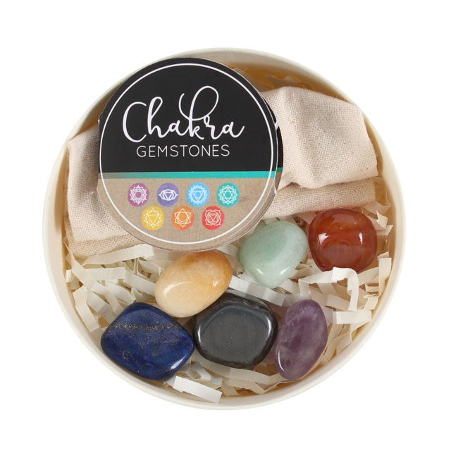 Set de 7 Cristales de Chakras con Caja Flor de la Vida - Kit Completo de Sanación Energética
