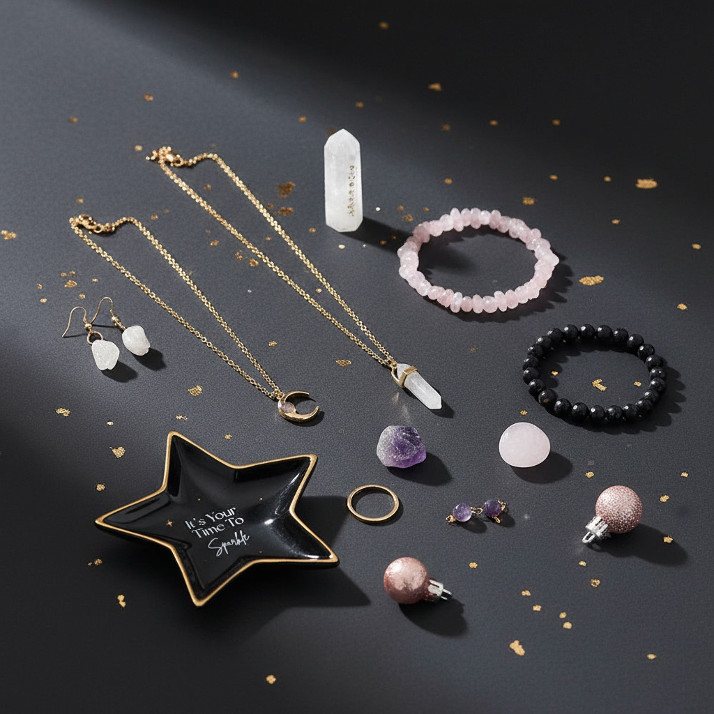 Calendario Adviento Joyería Cristal 12 Días - Set Completo Amatista Cuarzo Rosa