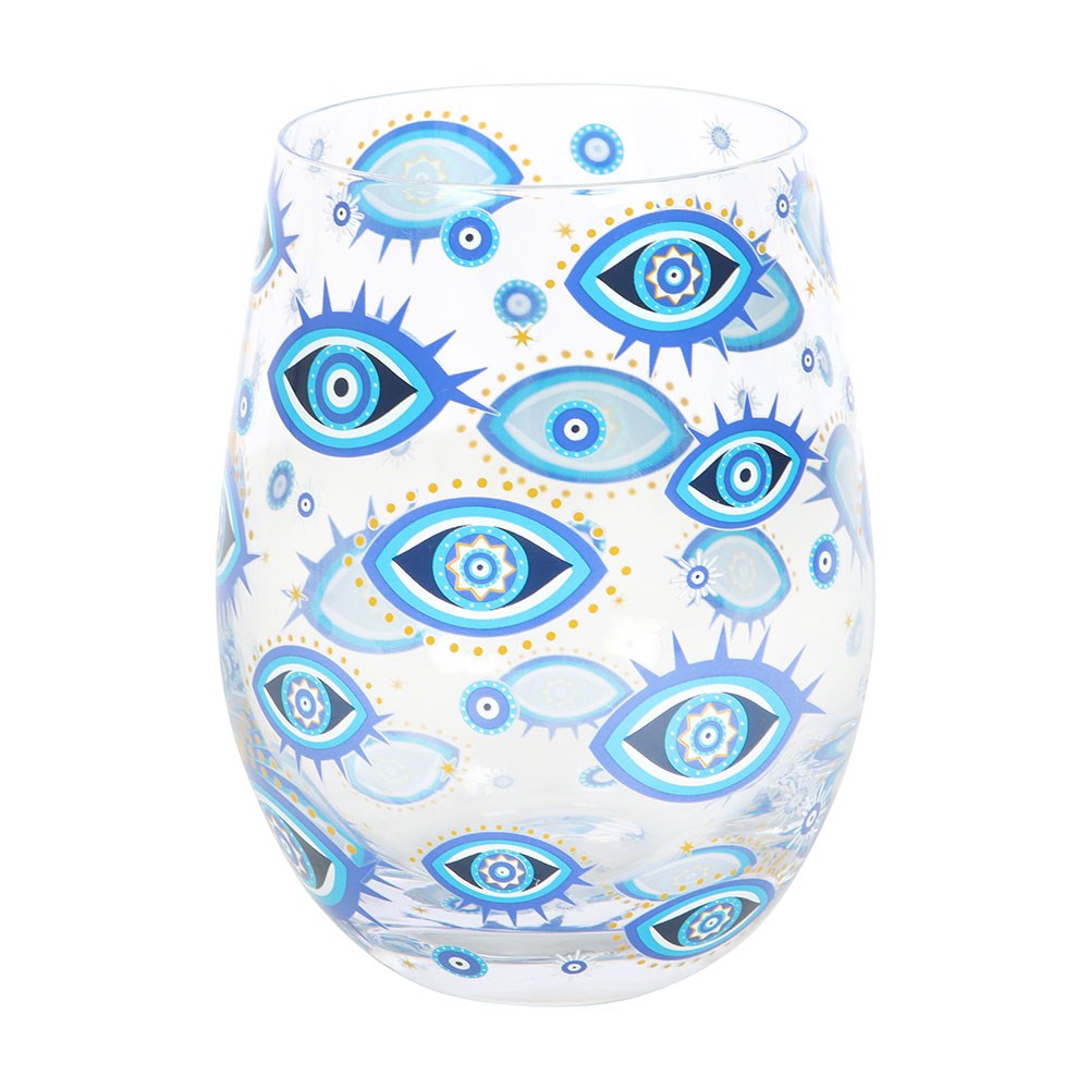 Vaso Sin Tallo "Ojo que Todo lo Ve" 500ml - Azul y Dorado Celestial