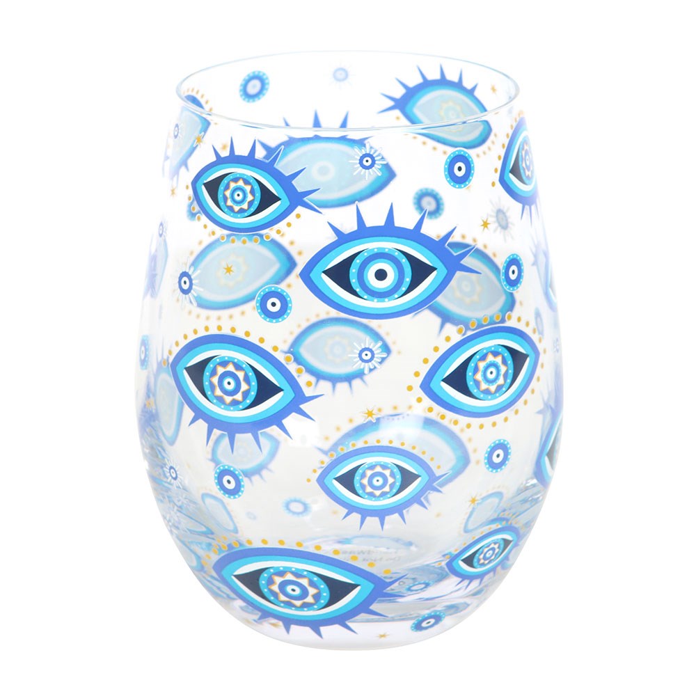 Vaso Sin Tallo "Ojo que Todo lo Ve" 500ml - Azul y Dorado Celestial