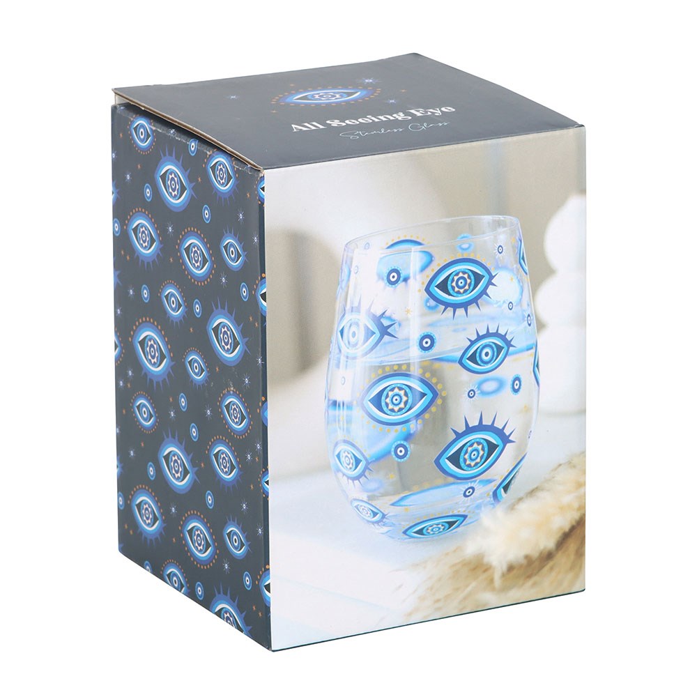 Vaso Sin Tallo "Ojo que Todo lo Ve" 500ml - Azul y Dorado Celestial