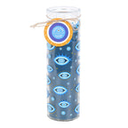 Vela de Tubo "Ojo que Todo lo Ve" Aroma Rosa Blanca - Vidrio Azul 55h