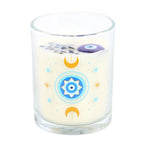 Vela "Bajo Ojos Vigilantes" Rosa Blanca con Cristales - Frasco Vidrio 48h