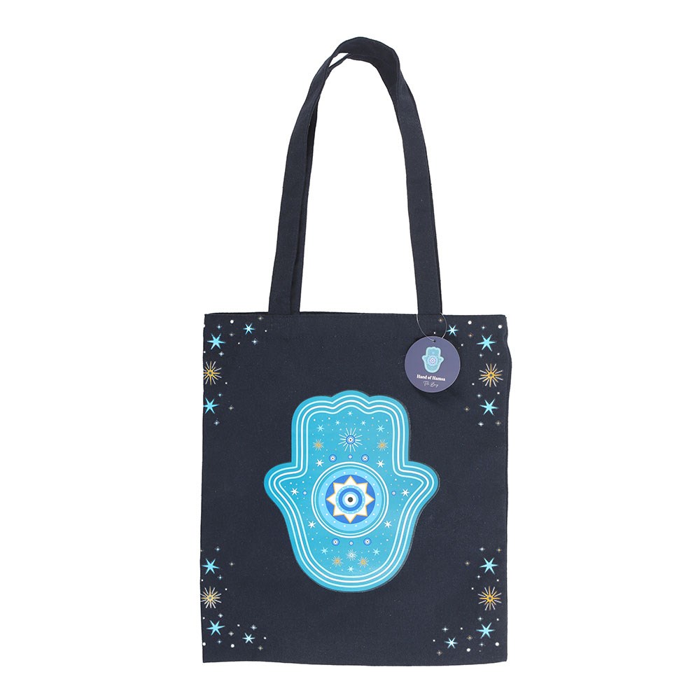 Bolso de Mano "Mano de Hamsa" Azul Oscuro - Estrellas Protección Portátil