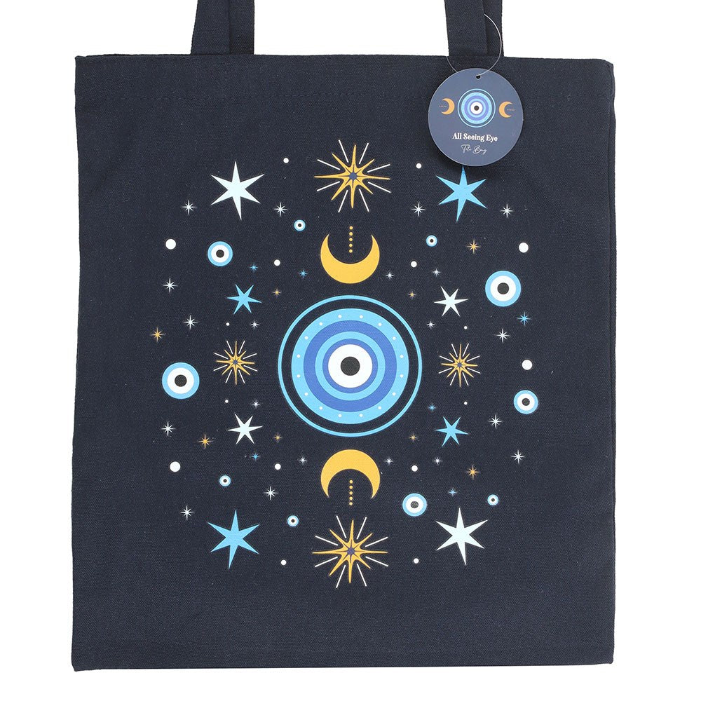 Bolso de Mano "Ojo que Todo lo Ve" Azul Oscuro - Lunas y Estrellas Celestiales