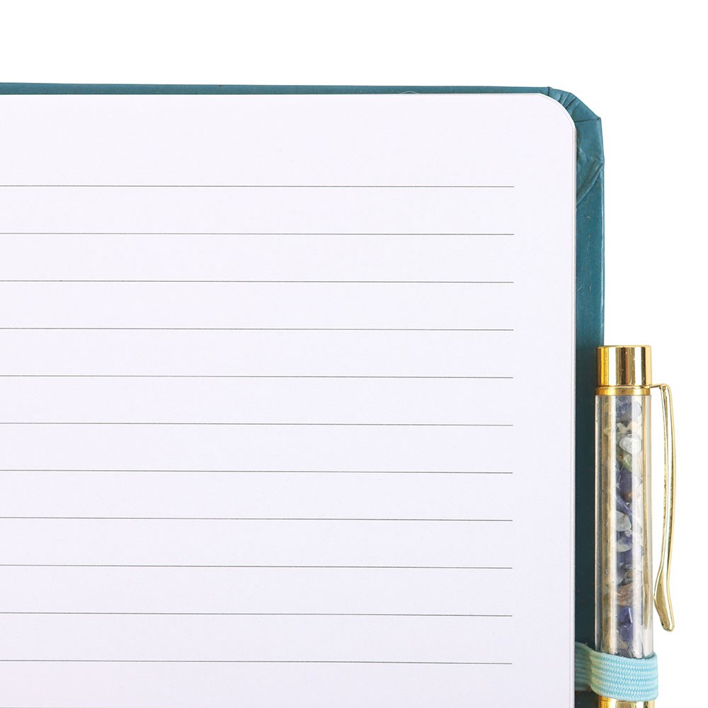 Cuaderno A5 "Mano de Hamsa" Turquesa 200 Páginas + Bolígrafo Cristal Dorado