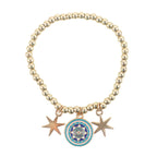 Pulsera de Dijes "Ojo que Todo lo Ve" Dorada - Estrellas "Visto, Guiado, Protegido"