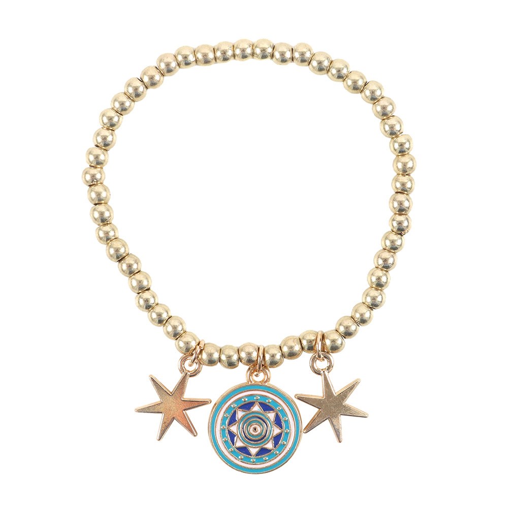 Pulsera de Dijes "Ojo que Todo lo Ve" Dorada - Estrellas "Visto, Guiado, Protegido"