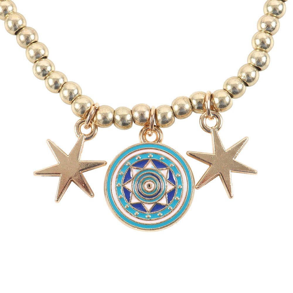 Pulsera de Dijes "Ojo que Todo lo Ve" Dorada - Estrellas "Visto, Guiado, Protegido"