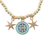 Pulsera de Dijes "Ojo que Todo lo Ve" Dorada - Estrellas "Visto, Guiado, Protegido"