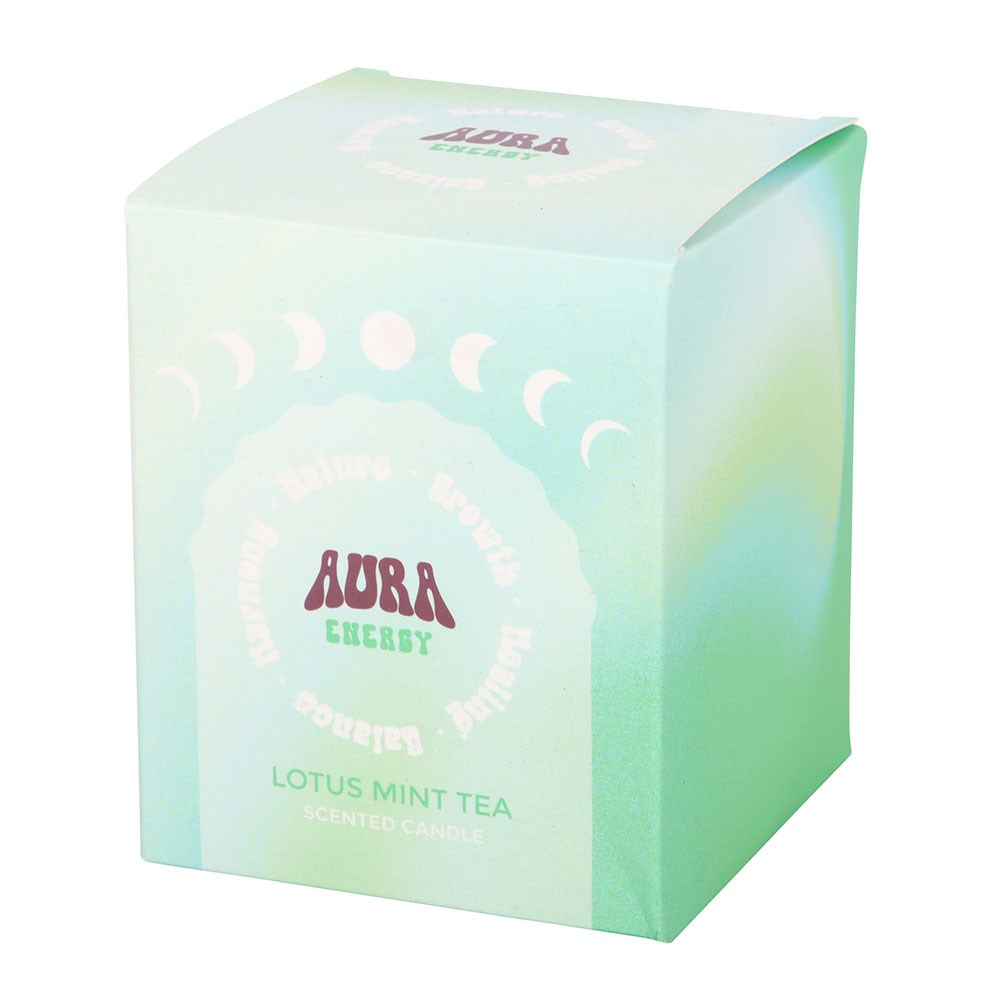 Vela Iridiscente "Té de Menta de Loto" Aura Energy - Frasco Vidrio 35h