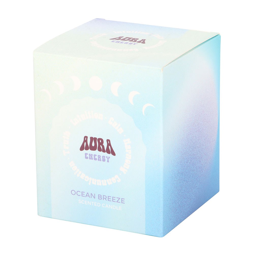 Vela Iridiscente "Ocean Breeze" Aura Energy - Frasco Vidrio 35h Duración