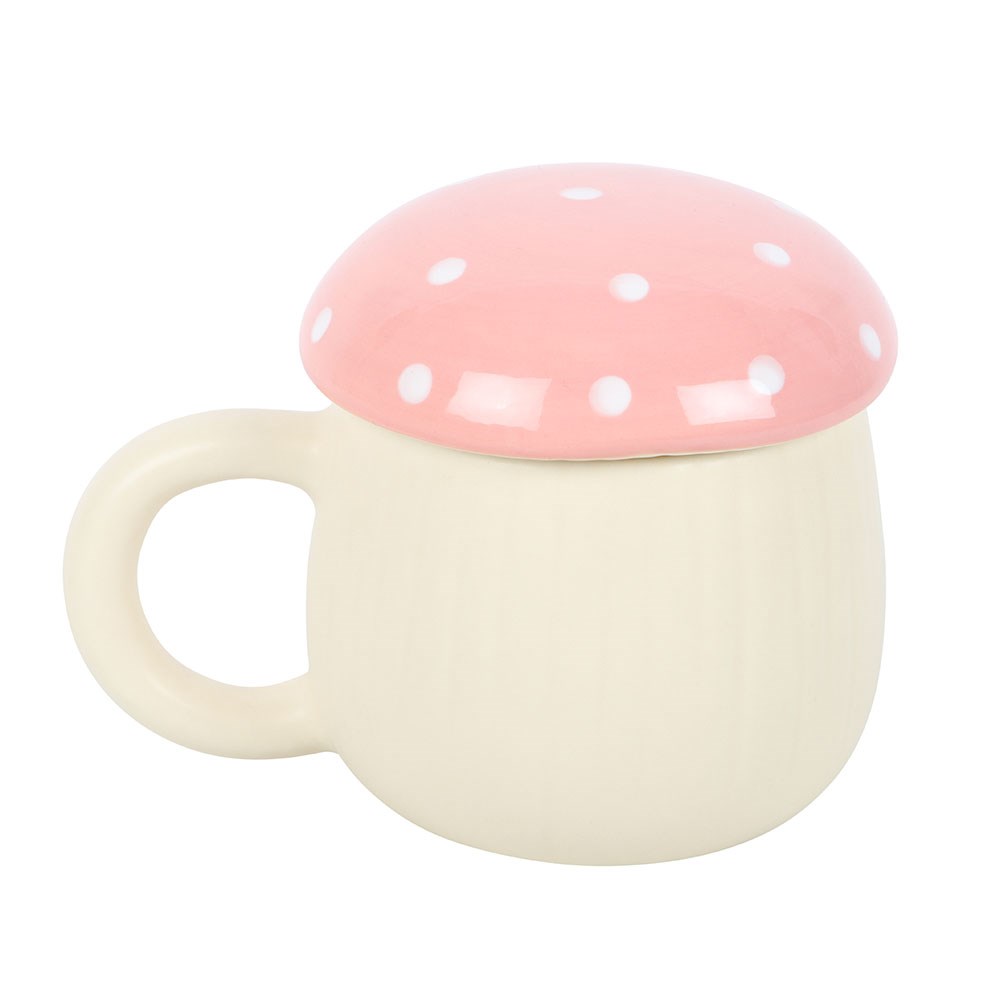 Taza Seta Rosa en Forma de Champiñón - Taza Cerámica 350ml Estilo Bosque