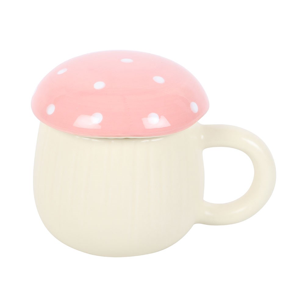 Taza Seta Rosa en Forma de Champiñón - Taza Cerámica 350ml Estilo Bosque
