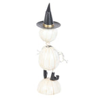 Hombre Calabaza Blanco Fantasmal Sombrero Bruja Halloween - Decoración Metal Brazos Alambre