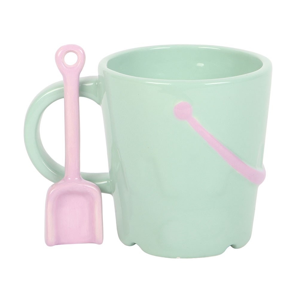 Taza Cubo Playa 350ml con Cuchara Pala - Set Taza Divertida Pastel Pier