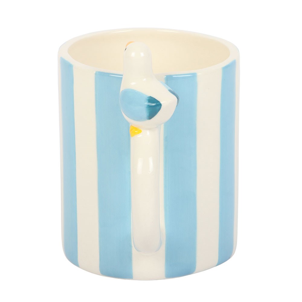 Taza Rayas Pastel Gaviota 370ml - Taza Café Estilo Costero Pastel Pier