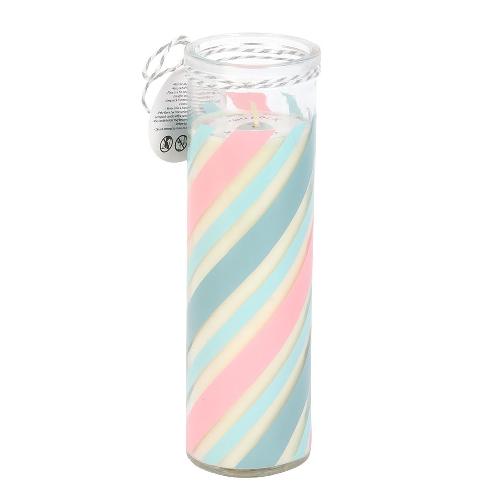 Vela Candy Bubblegum Retro 55h - Vela Rayas Aroma Chicle You Rock