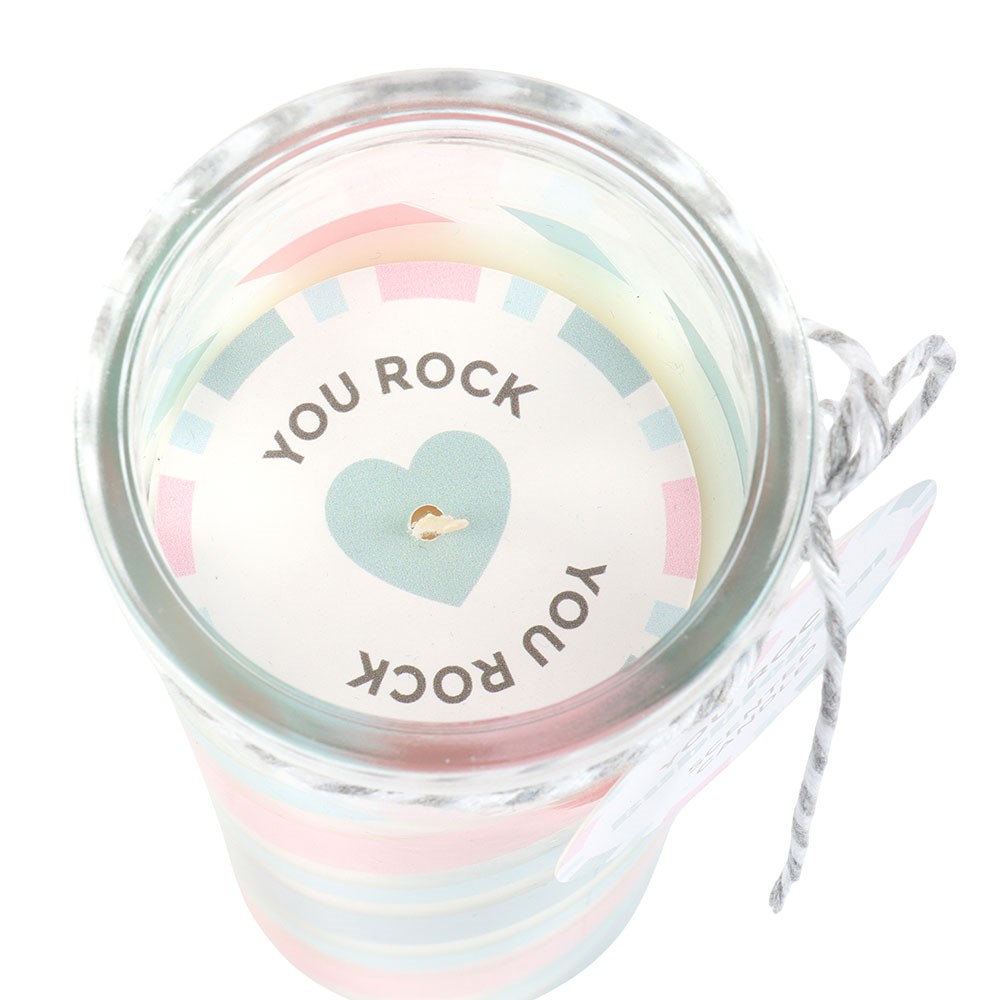 Vela Candy Bubblegum Retro 55h - Vela Rayas Aroma Chicle You Rock