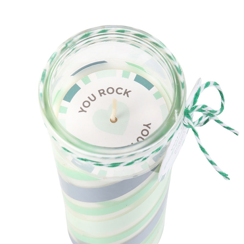 Vela Aromática Rayas Caramelo Verde Menta - Vela Tubo 55h "You Rock"