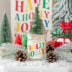 Vela Holly Jolly Pino Abeto 25h - Vela Navidad Tapa Madera Árbol Cristal