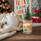 Vela Holly Jolly Pino Abeto 25h - Vela Navidad Tapa Madera Árbol Cristal