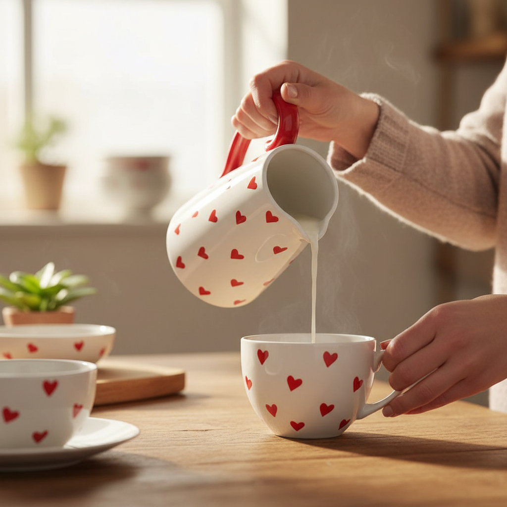 JARRA DE FLORES DE CERÁMICA CON ESTAMPADO DE CORAZÓN