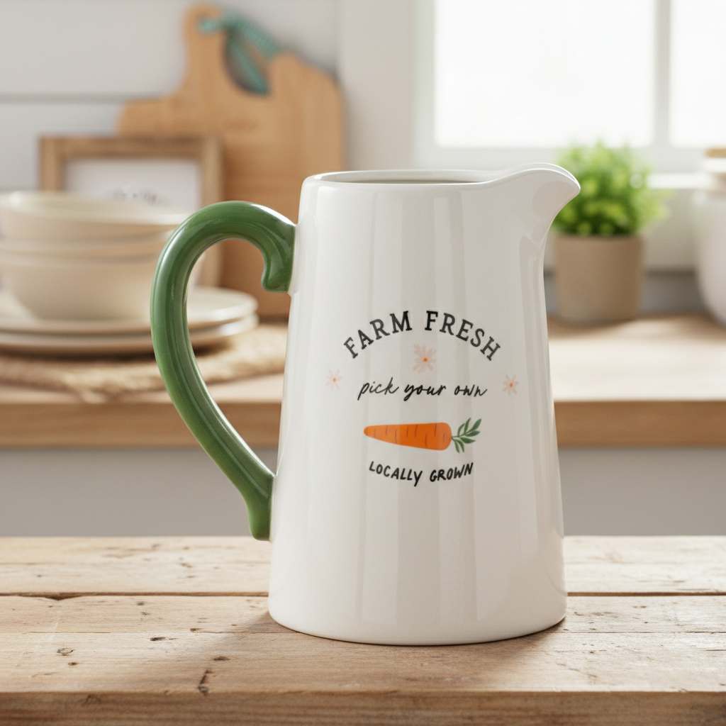 JARRA DE FLORES DE CERÁMICA DE PARCHE DE ZANAHORIA FRESCA DE GRANJA