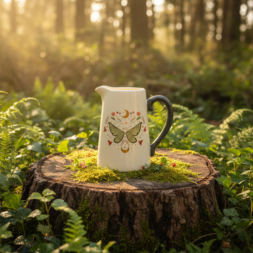 Jarra Florero Cerámica Ala de Hada - Jarrón Decorativo 1200ml Estilo Mágico