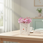 Jarrón Decorativo "Flores y Carta de Amor" - Regalo Romántico con Mensaje