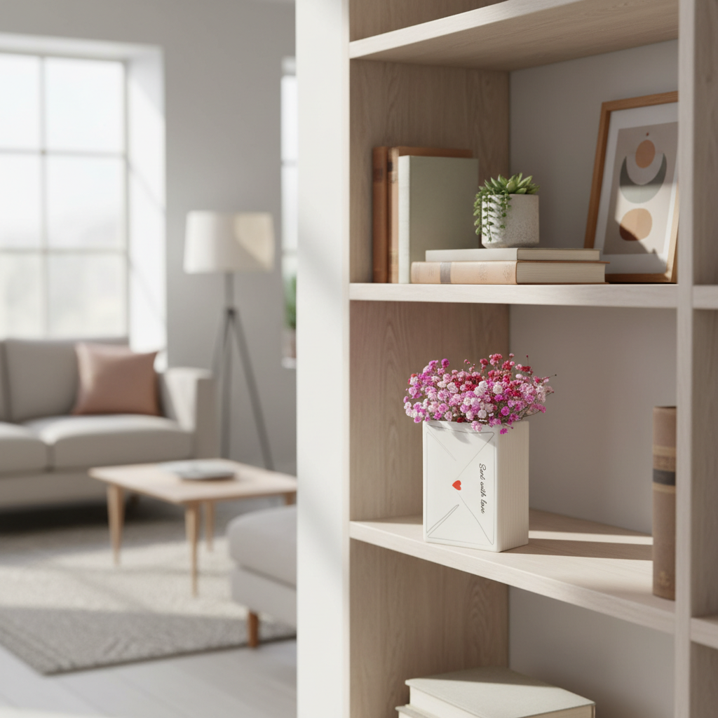 Jarrón Decorativo "Flores y Carta de Amor" - Regalo Romántico con Mensaje