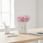 Jarrón Decorativo "Flores y Carta de Amor" - Regalo Romántico con Mensaje