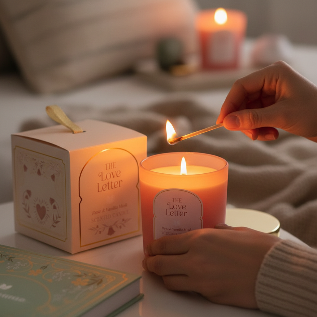 LA VELA DE ALMIZCLE DE ROSA Y VAINILLA DE CARTA DE AMOR