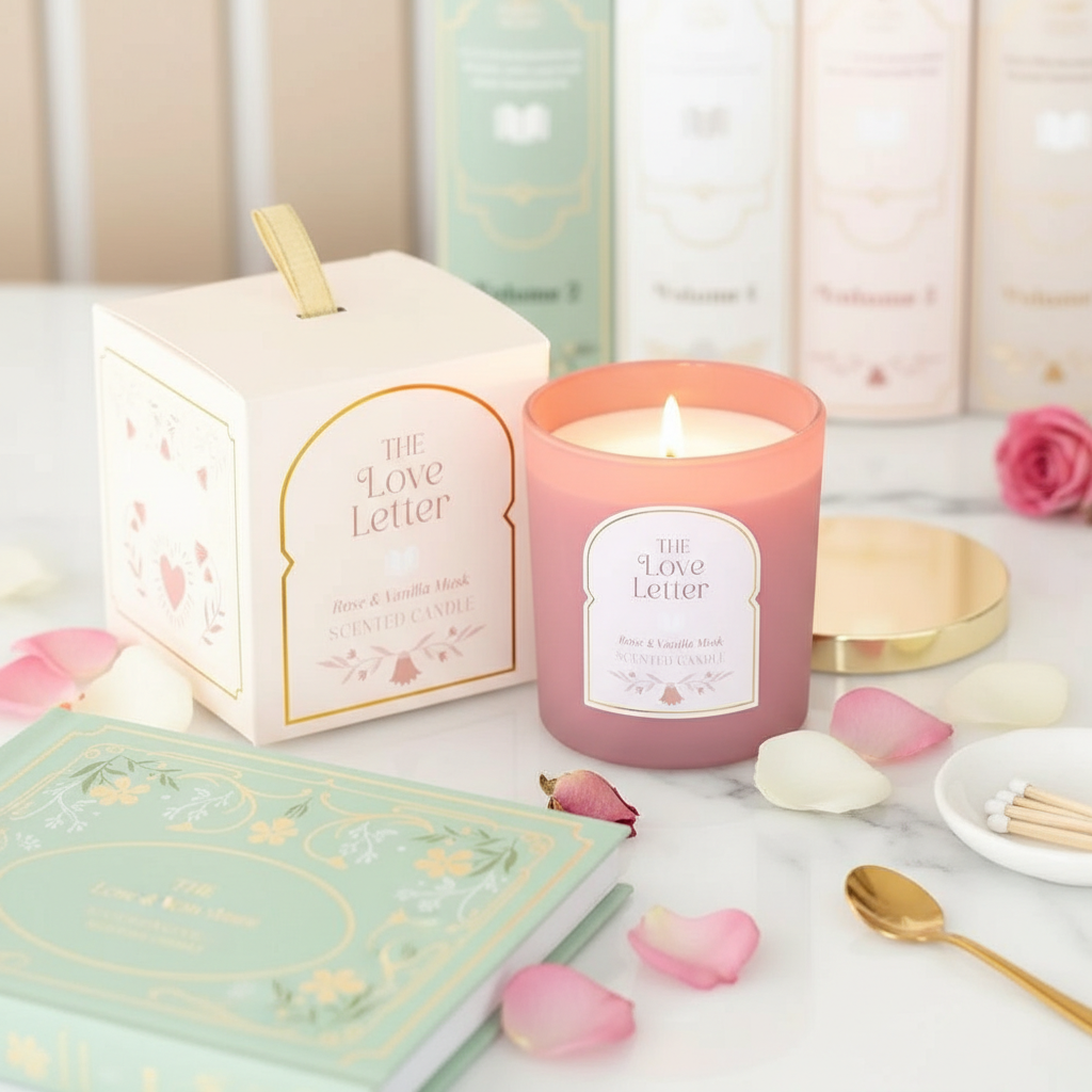 LA VELA DE ALMIZCLE DE ROSA Y VAINILLA DE CARTA DE AMOR