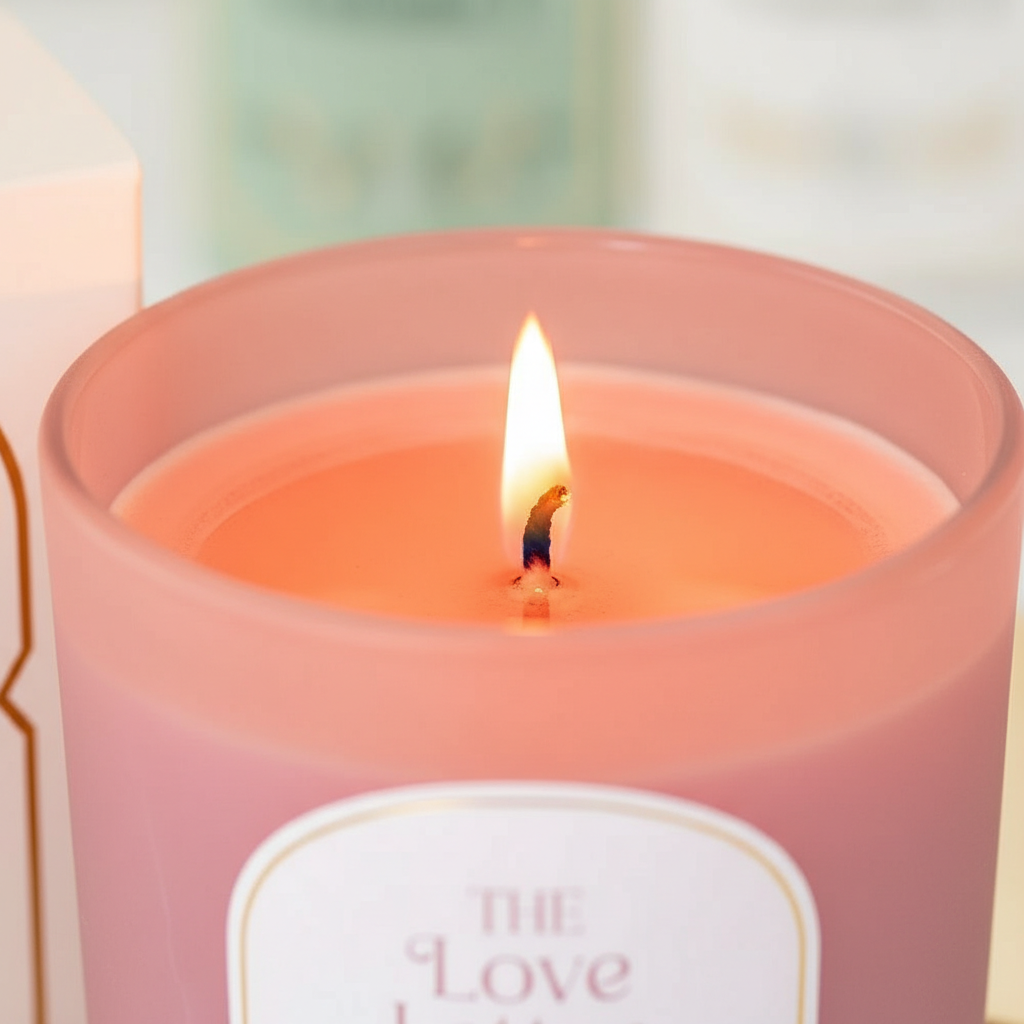 Vela "The Love Letter" Rosa y Vainilla 27h - Tapa Dorada Caja Regalo Libros